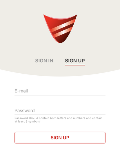 Registro en la app VPN